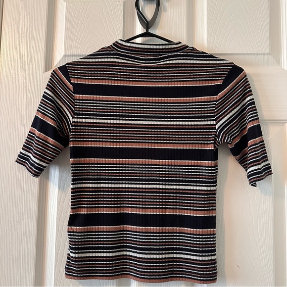 Topshop Petite Striped Short Sleeve Top - Picture 2 of 3